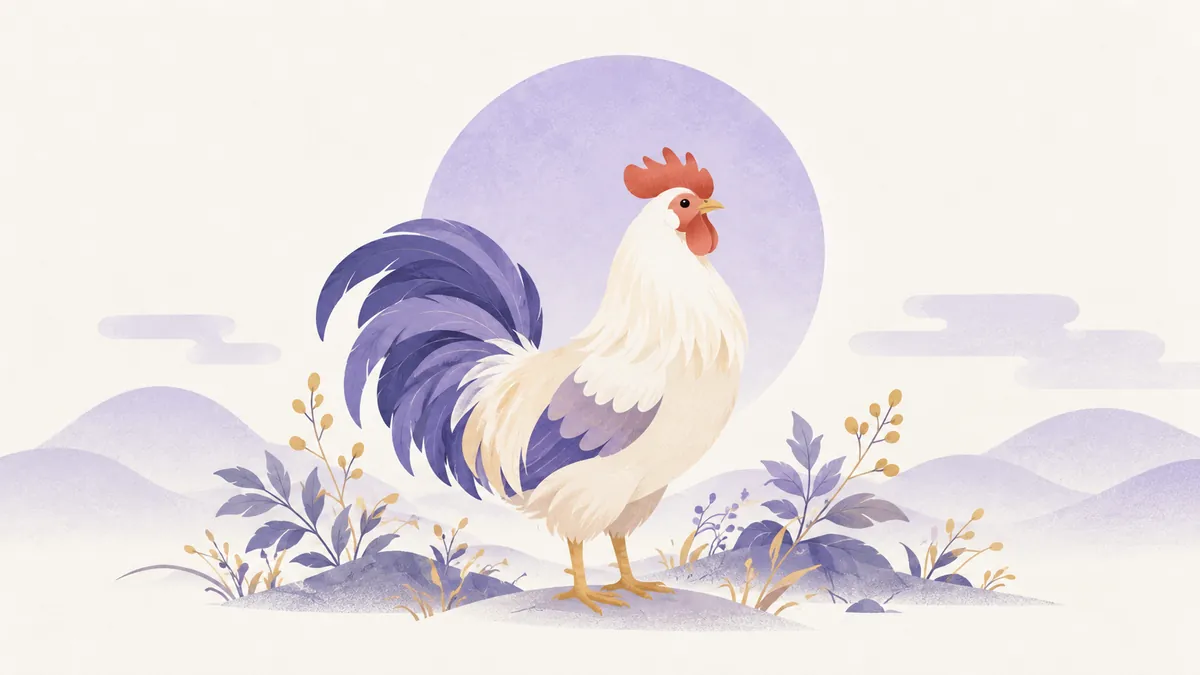 ไก่หน้าพระจันทร์สีลาเวนเดอร์ ภาพประกอบดวงปีระกา 2027